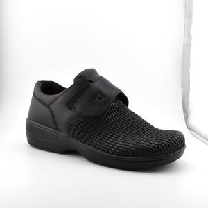 Propet Ortholite Walking Shoes Womens 6.5 2E Wide Black Good Hook Loop Leather